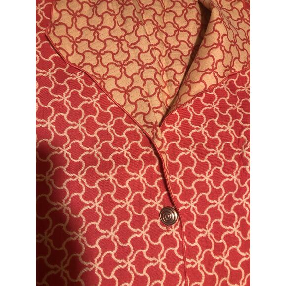 Khangura EUC Women's Pink Cream Textured Geo Print Blazer Size S - Picture 2 of 8